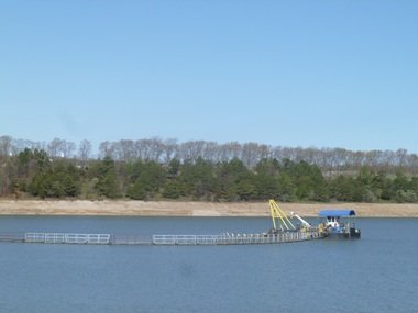 Suction dredge in operation at the Roanoke Sand and Gravel Corp. Mine in Middle Island. 